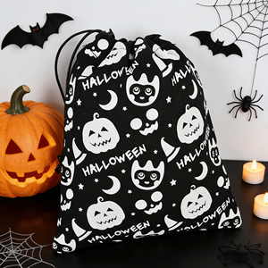 Sac cadeau en toile de coton avec cordon de serrage pour fêtes, Noël, Halloween, sac écologique, pochette, emballage, sac à biscuits, sac à bonbons - Product Image 1