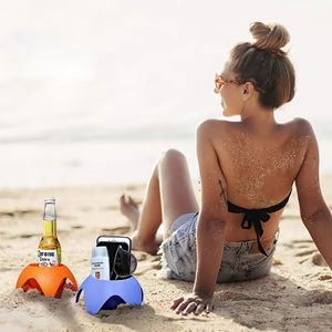 Soporte de almacenamiento para camping al aire libre, portavasos de playa para bebidas, cerveza y teléfono - Product Image 5