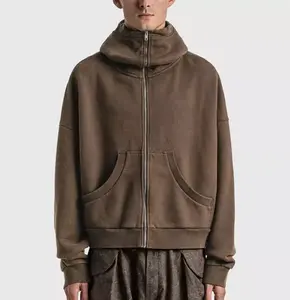 Осенняя модная укороченная флисовая куртка на молнии с худи для мужчин