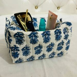 Women's Eco-Friendly Recyclable Cotton Zipper Large Quilted Floral Printed Makeup Bag Travel Organizer Portable <b>Storage</b> Pouch - Product Image 6