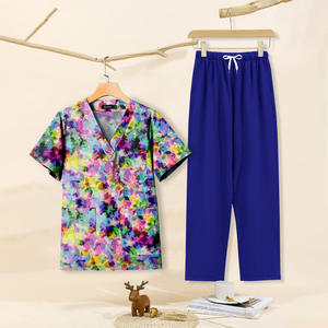 Uniforme de enfermera Unisex de alta calidad, patrón de dientes dentales de manga corta, pantalones largos estampados, atuendo de médico, conjunto de matorral de dibujos animados - Product Image 1