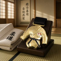 Medalla de Judo Personalizada, Premio para Torneo de Jiu Jitsu, Artes Marciales, Diseño OEM 3D 2D, Acabado Dorado, Diseño de Cinturón Negro con Cinta