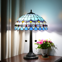 Lampes de table Tiffany, luminaires en verre coloré de style méditerranéen, lampes de bureau LED nordiques, décoration d'intérieur pour chambre à coucher, bureau