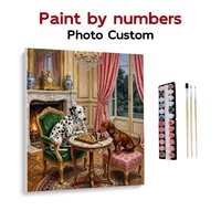 Kit de Peinture par Numéros sur Toile, Art Mural Chien Dalmatien Jouant aux Échecs, Décoration de Chambre de Luxe, Vente en Gros et Dropshipping