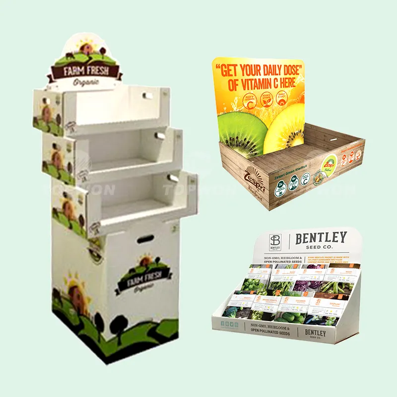 Paper Vegetable Seed Display Rack, Seed Packet Cardboard Counter Top Display Shelf