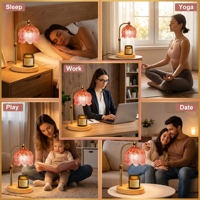 Lampe chauffe-cire en verre Tulipe Rose, diffuseur de cire sans flamme à hauteur réglable et intensité variable avec base en bois pour la décoration de chambre