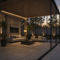 Véranda haut de gamme en alliage d'aluminium 4 saisons avec portes coulissantes en verre pour espace de vie extérieur, villa, patio
