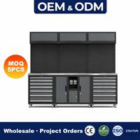 Conjunto de Gabinetes Metálicos para Garaje con Banco de Trabajo, Cajones, Panel Perforado, Armarios Altos, Gabinetes de Pared, Sistema de Organización de Herramientas Resistente para Taller