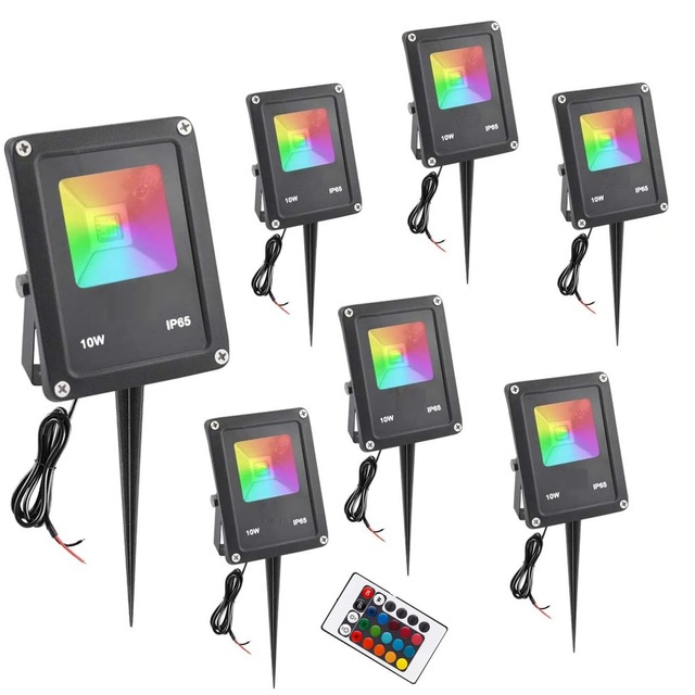 AC85-265V Landscape Lights 10W  RGB Outdoor Spotlights IP65 Waterproof Color Changing Outdoor LED Flood Light