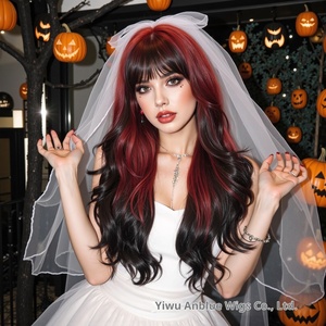 Peluca de encaje frontal pequeña para mujer, cubre toda la cabeza, encaje transparente, peluca de cosplay para Halloween, disfraz de Navidad, ondas grandes, 180% de densidad - Product Image 2