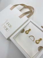 Boîte à bijoux en carton avec tiroir coulissant pour collier et bague, emballage en papier avec poignée et insert en mousse