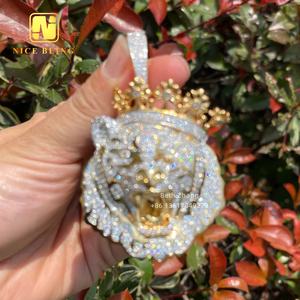 Kustom Hip Hop perhiasan 3D desain berlapis emas singa raja liontin pria es keluar perhiasan harga murah kuningan 5a CZ berlian liontin - Product Image 2