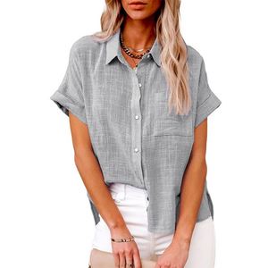 Maxfree Women'S Short Sleeve <b>Shirt</b> Top Summer Women Button Blouse Tops <b>Shirt</b> With Pocket Plus Size S-5XXL - Product Image 3