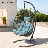 VANRIOS Jardin Patio Moder Intérieur Métal Oeuf Cercle Balançoire Chaise suspendue balançoire brésilienne hamac mobilier d'extérieur corde de rotin