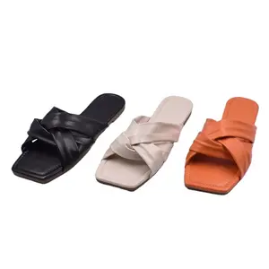 New Arrival 2023 Even Plain Summer Slippers Women Flat Sandals