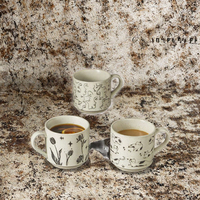 Mug en porcelaine de style rétro japonais, compatible lave-vaisselle et micro-ondes, 301-400 ml, simple et créatif, à parois droites, pour latte art et café