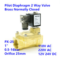 Vanne solénoïde Hoyan PX-25 1 pouce NC 2 voies à diaphragme pilote 16 bars en laiton pour eau, air et gaz