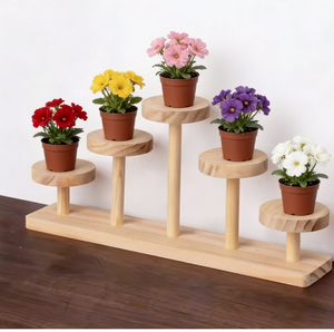 Support de plantes en bois de pin, <span class=keywords><strong>porte</strong></span>-pot de fleurs pour l'intérieur, l'extérieur, le balcon, le jardin - Product Image 1