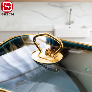 Plat de service rectangulaire doré en céramique, plaque chauffante de luxe pour table, pot à soupe sèche pour hôtel, support pour casserole - Product Image 5