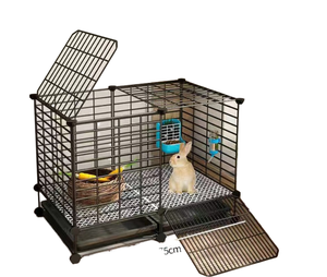 Jaulas de conejo duraderas y fáciles de montar, patrón a cuadros, alambre de hierro, jaula plegable para casa de perro, cierre de botón, recinto para mascotas, animales pequeños - Product Image 1