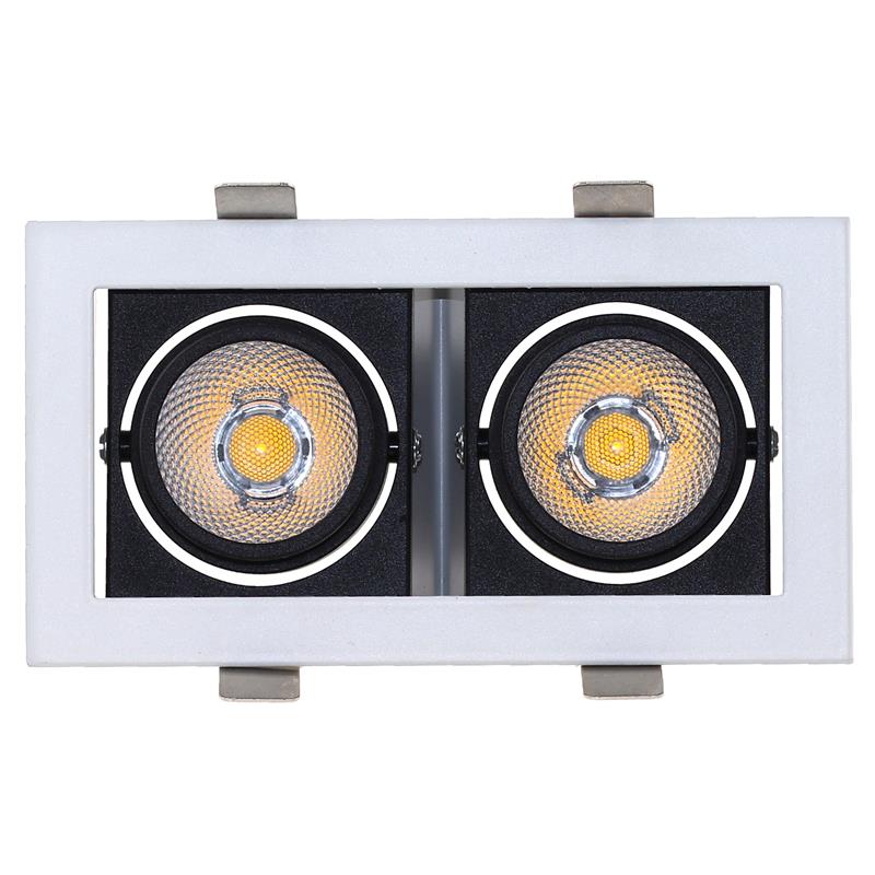 Double Head 20W ceiling Recessed Mounted Rectangle COB LED Grille Downlight Spot Grill Light Fixture