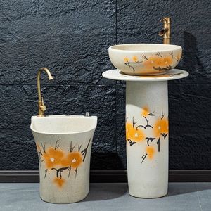 Lavabo de Cerámica Tipo Pilar para <span class=keywords><strong>Exterior</strong></span>, Hotel, Baño, Diseño Rústico, Lavabos de Encimera - Product Image 4