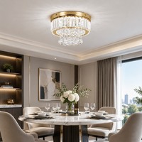 Lustre doré à montage en surface pour chambre à coucher, luminaire de plafond LED en forme de goutte de pluie