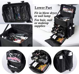 Malette de vernis à ongles 2 en 1 en nylon, <span class=keywords><strong>valise</strong></span> à roulettes avec fermeture éclair, outil de maquillage et de cosmétique pour artiste, idéal pour le voyage - Product Image 6