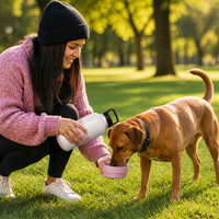 Bouteille d'eau pour animaux de compagnie 3 en 1 avec logo personnalisé, OEM ODM, 32 oz, en acier inoxydable, portable, pour chien, accessoires de voyage pour animaux de compagnie en gros