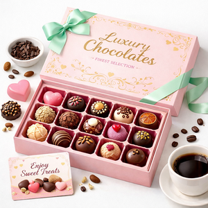Caja de Regalo de Chocolate Rígida Personalizada, Embalaje de Cartón Rectangular Reciclable con Cinta y Cierre Magnético para <span class=keywords><strong>Dulces</strong></span> <span class=keywords><strong>Gourmet</strong></span> - Product Image 3