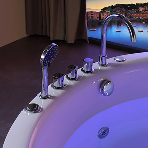 Современная комнатная круглая Ванна, отдельно стоящая акриловая белая Ванна, Современная отдельная Ванна-Ванна со светодиодными лампами - Product Image 4