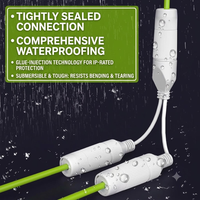 Divisor POE RJ45 con Clasificación IP67 a Prueba de Agua, Adaptador Ethernet 1 a 2, 10/100 Mbps, Conector de Red para Exteriores Chapado en Oro para Seguridad IP