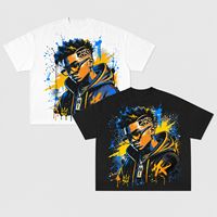 T-shirt Premium Personnalisé en Coton Lourd 300 GSM Délavé à l'Acide Coupe Oversize Courte et Boxy avec Motif Strass pour Homme