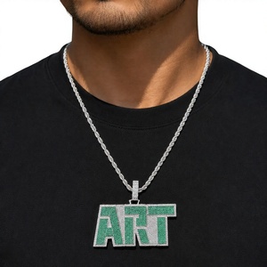 Collar con Colgante de Letra Personalizada, Cadena de Cuerda en Tono Plateado, Medallón de Letra con Cristal Verde, Joyería de Moda - Product Image 3