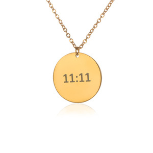 Collar Minimalista de Estilo Europeo y Americano con Placa Cuadrada de Letras en Oro de 18K, Número de Ángel <span class=keywords><strong>1111</strong></span>, Colgante en Forma de Corazón - Product Image 6