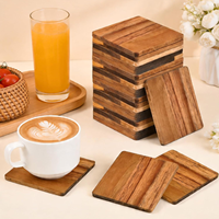 Sous-verres carrés en bois de chêne faits à la main avec supports antidérapants en silicone