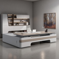 Ensemble de mobilier de bureau design moderne, bureau de direction et chaise, tables de bureau modulaires en bois en forme de L et ensemble de chaises