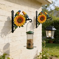 Crochet mural en fer forgé coloré métallique pour cour, support suspendu pour plantes, crochet pour pot de fleurs, mangeoire à oiseaux en fer forgé