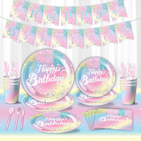 Ensemble d'Assiettes en Carton Personnalisées Couleurs Macaron Arc-en-Ciel, Décorations de Fête d'Anniversaire, Vaisselle de Haute Qualité, Livraison Rapide