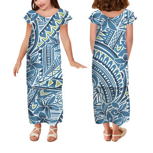 Custom Pacific Island Art Design Samoan Kids Puletasi Set Niñas Vestido Diseño marino Conch Starfish Impresión Niños Ropa 2PCs - Product Image 2