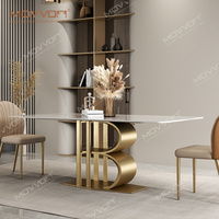 Meubles de maison modernes italiens de luxe, table rectangulaire en marbre avec pieds en acier inoxydable, ensemble de table à manger
