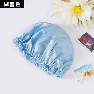 Bonnet de nuit en pure soie pour femme, en soie de mûrier respirante, forme ronde, pour le soin des cheveux, bonnet décontracté à enfiler, bonnet de protection - Product Image 4