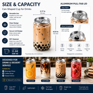 Food Grade 250ml 330ml 500ml PET Plastic Beverage Can with 202# Aluminum Easy Open Lid for Soda <b>Coffee</b> Juice Packaging - Product Image 4