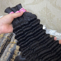 Extensions de cheveux humains vierges bouclés profonds en vrac pour tresses et présentoirs de perruques, pré-collées, 26 pouces