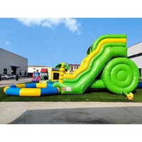 Parc aquatique gonflable commercial pas cher, toboggans géants, château gonflable géant, toboggans aquatiques gonflables en forme de palmier avec piscine détachable