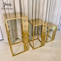 JINDY Ensemble de supports à gâteaux pour fêtes de mariage, socle doré pour table de desserts et événements festifs