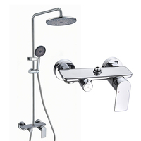 Ensemble de douche de luxe pour hôtel, finition laiton brossé, design moderne, mitigeur mural, cartouche céramique, jets multiples