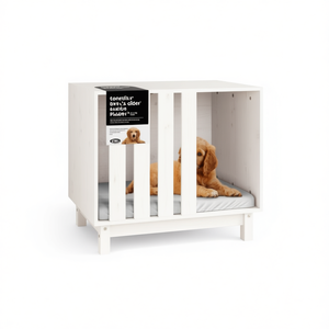 Nichoir pour chien en pin massif blanc 27,6 x 19,7 x 24,4 po – Meuble d'intérieur durable pour animaux de compagnie de taille moyenne - Product Image 1