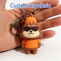 Porte-clés en PVC souple 2D personnalisé OEM de haute qualité, durable, avec logo imprimé par transfert thermique, cadeau, dessin animé petite abeille 3D