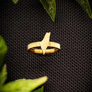 Grosir produk baru peta negara nikel Palestina Gratis 18k cincin emas perhiasan baja tahan karat cincin kustom untuk wanita dan pria